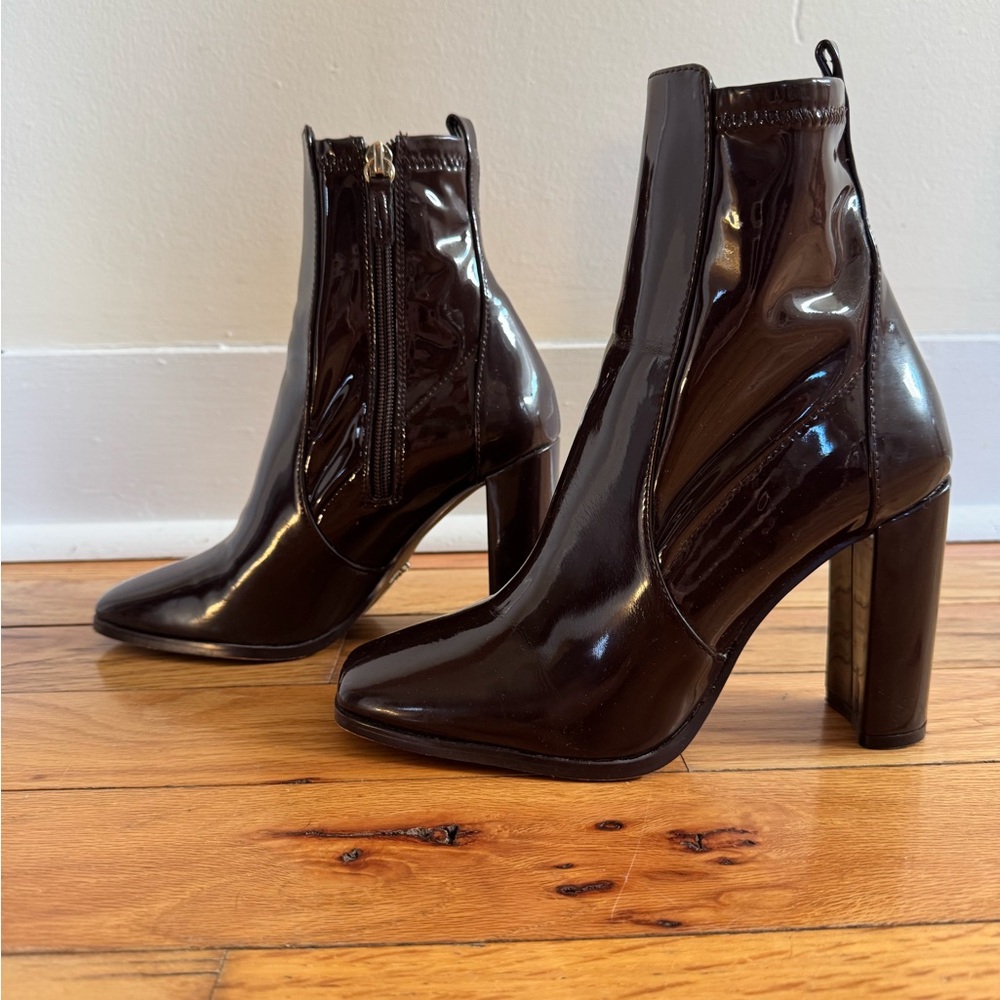 ALDO Patent Brown Ankle Boots